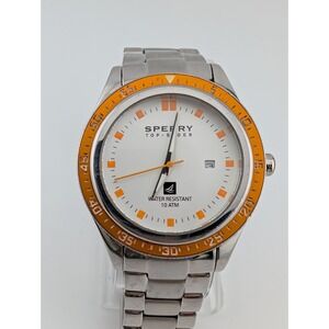 Sperry Top-Sider Watch Men 44mm Case Silver 6.75" Band- New Battery